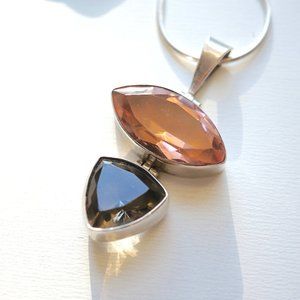 Sterling Silver 925 Smokey Quartz Pendant Necklace
